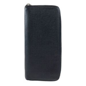 Louis Vuitton Taiga Zippy Wallet Vertical Ardoise Black Silver Hardware Leather